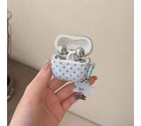 Shein Funda minimalista para auriculares con fondo azul y lunares marrones + colgante, compatible con Huawei FreeBuds 5i/6i, funda linda para auriculares Fr
