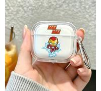 Shein Funda para AirPods Marvel Chibi Iron Man Volador, Carcasa Transparente Linda y a Prueba de Golpes con Llavero, Compatible con AirPods 1/2/3/4 y Pro/Pr