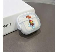 Shein Funda para AirPods Marvel Chibi Iron Man Volador, Carcasa Transparente Linda y a Prueba de Golpes con Soporte Giratorio Compatible con AirPods 1/2/3/4
