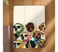 Shein Funda para tableta con patrón de gafas de moda y diadema para perro, compatible con Ipad Air 8 (Modelo M4), 20266 X 111 pulgadas / 133 pulgadas, 9.7/1