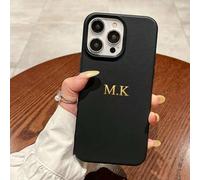 Shein Funda personalizada de piel con elementos de letra, patrón de imitación de lichis, para teléfono 2025, regalo de aniversario o cumpleaños