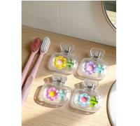 Shein Funda portátil para cepillo de dientes con patrón floral transparente, accesorio de resina, caja de almacenamiento transparente para cepillo de diente