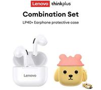Shein Funda protectora combo con auriculares Bluetooth Lenovo LP40, auriculares deportivos semi-in-ear con graves profundos, llamadas de alta definición con
