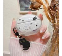 Shein Funda protectora con diseño de gato blanco y negro + colgante compatible con Huawei FreeBuds 5i/6i/7i/SE 2/SE 3/Pro 3/Pro 4/SE 4/Free Clip2 auriculare