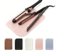 Shein Funda protectora térmica para plancha de pelo, alfombrilla de silicona portátil y resistente al calor de 1 pieza, con diseño elegante para usar en sal