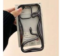Shein Funda suave para teléfono con diseño de serpiente hueca, acabado mate y chapado electroplatado, compatible con iPhone 16 Pro Max / Pro / 16, series 15