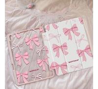 Shein Funda trasera de cristal transparente colorida y adorable compatible con iPad 7th, 8th (10.2 pulgadas) y 10th Generation, con elemento de lazo rosa de