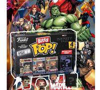 Shein Funko Bitty Pop Marvel The Infinity Saga Paquete de 4 Figuras de Vinilo Miniatura con Estantería Apilable y Figura Misteriosa, Colección Coleccionable