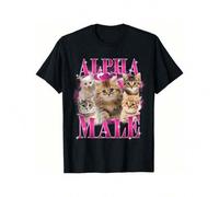 Shein Funny Alpha Male Cat Shirt, Hilarious Cat Meme Cat Lovers T-Shirtretro Printed T-Shirt Of The Era Fashion Casual T-Shirts Are The Focus Of Summer Part