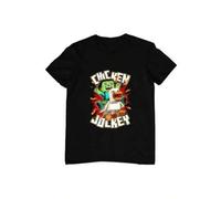 Shein Funny Chicken Jockey T-Shirt for Game Lovers - 100% Cotton Minecraft-Inspired Graphic Tee - Quirky Gift for Men & Women