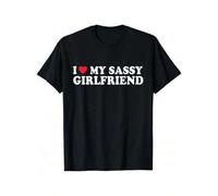 Shein Funny Couple T-Shirt - 'I Love My Sassy GF' Valentine's Day Gift, 100% CottonCotton Short-Sleeved Men's T-Shirt 2025 Summer New Style