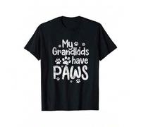 Shein Funny Grandma T-Shirt - 'My Grandkids Have Paws' Dog And Cat Lover Tee, 100% CottonCotton Short-Sleeved Men's T-Shirt 2025 Summer New Style