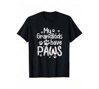 Shein Funny Grandma T-Shirt - 'My Grandkids Have Paws' Dog And Cat Lover Tee, 100% CottonCotton Short-Sleeved Men's T-Shirt 2025 Summer New Style Summer Par