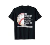 Shein Funny My Favorite Baseball Player Calls Me Pa Father'S Day T-ShirtRetro T-Shirt With Cartoon, Anime And Comic Letters Retro Street Fun Summer Fashion