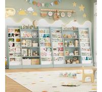 Shein Furchen Librería,estantería infantil, blanca con 14 estantes, para dormitorio, salón, guardería 129 x 120x 35 cm