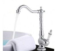 Shein Futchoy Nostalgia Antigua Grifo de plata Grifo de cocina Grifo retro Grifo de una sola palanca Baño 17.5 * 24.5 * 30.5cm