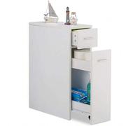 Shein Gabinete de nicho Relaxdays, 2 cajones, para baño, cocina o sala de estar, estantería de nicho ahorradora de espacio, 61.5 x 20 x 45 cm, blanco