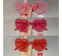 Shein Gafas de moda sin marco con forma de corazón y decoración de diamantes de imitación, de marca de moda, con cristales brillantes, elegantes Gafas de mo