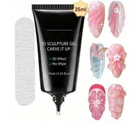 Shein Gel escultórico 3D de 35ML y frotador para uñas, super pegamento de gel para uñas de 3D con adornos, gel brillante para decoración de gemas, diamantes