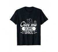 Shein Give Me Some Space" Men'S T-Shirt - 100% Cotton, Crew Neck, Short Sleeve, Black With Lab Equipment Graphic, Breathable & Durable, Casual To Semi-Forma