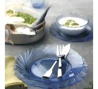 Shein GLASSEA - Platos de Vidrio Duralex Pack 6|Plato Postre 19.5cm / Llano 23.5cm / Hondo 21.5cm|Platos Resistentes para Hogar Cocina Restaurante Fiesta|Ap