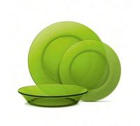 Shein GLASSES-Set de Vajilla Duralex Lys de 12 Piezas, Platos de Vidrio Templado de Alta Calidad, Ideal para Hogar y Comedor, Disponible en Varios Colores