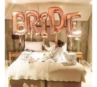 Shein Globo de 32 pulgadas "Novia por ser" decoraciones de boda en color rosa dorado y plateado, globo de letras de novia, suministros para despedida de sol