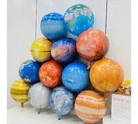 Shein Globo de aluminio redondo de 22 pulgadas con diseño de planeta 4D - Tema del sistema solar, reutilizable, sin electricidad requerida, decoración para