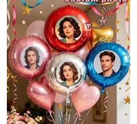 Shein Globo de aluminio redondo personalizable - Personalizado con tu foto | Acabado mate o brillante | Globo para el Día de San Valentín y cumpleaños | Dis