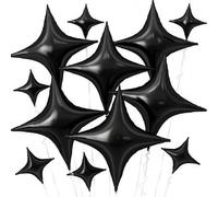 Shein Globo en forma de estrella negro, globos negros cuadrilaterales de 10 pulgadas y 24 pulgadas, globo de papel de aluminio dorado, globo de mylar negro,