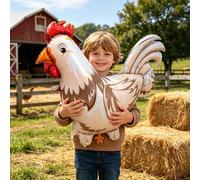 Shein Globos con forma de pollo de color crema con diseño de dibujos animados, globos de juguete para niños, decoraciones para fiestas de cumpleaños y fiest