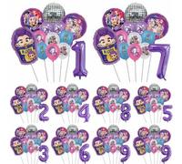 Shein Globos con número morado de estilo K-Pop con decoración de globos de aluminio morados con tema de cazador de brujas para fiesta de cumpleaños, globos
