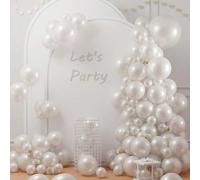 Shein Globos de color blanco perla, tamaños: 5", 10", 12", 18"; Kit de arco de globos blancos perla de 124/60/10 piezas; Globos de látex blancos reales, ade