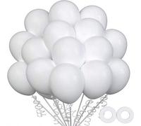 Shein Globos de látex blancos para fiestas, de calidad para helio, ideales para decoración de fiestas como cumpleaños, revelación de género, baby shower, bo