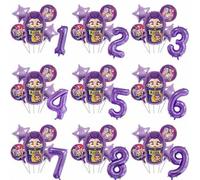 Shein Globos decorativos autorizados con temática de chica cool de dibujos animados de K-POP para fiesta de cumpleaños, conjunto de decoración de globos de