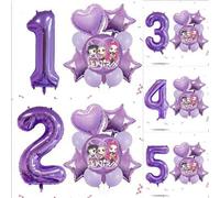 Shein Globos decorativos autorizados con temática de chica cool de dibujos animados de K-POP para fiesta de cumpleaños, conjunto de decoración de globos con