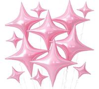 Shein Globos en forma de estrella de color rosa, globos rosas cuadrangulares de 10 y 24 pulgadas, globos de lámina dorada, globos de mylar rosa, globos de l
