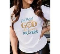 Shein God answers the prayers of a woman's cotton printed T-shirt for all seasons Tee Tee For Adult, Men, Women, Teen, Teenager, Adolescent, Youth