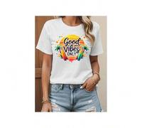 Shein "Good Vibes Only" Inspirational T-Shirt - Uplifting Unisex Graphic Tee | 100% Soft Cotton Relaxed Fit for Yoga, Beach & Everyday Positivity