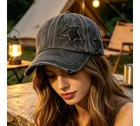 Shein Gorra de béisbol con estampado de estrella de cinco puntas vintage y desgastada, para la Copa Mundial de Fútbol, unisex, de moda, con cierre de ajuste