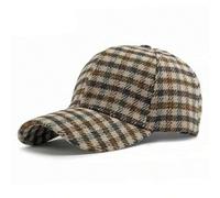 Shein Gorra de béisbol de franela a cuadros elegante, gruesa y cálida, de estilo casual y retro británico con diseño bicolor, perfecta para looks de diario