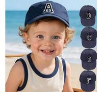 Shein Gorra de béisbol infantil con estampado de letras A-Z - Gorra ajustable con cierre a presión, adecuada para juegos al aire libre, playa y uso diario