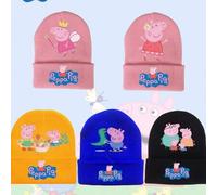 Shein Gorro de punto con diseño de Peppa Pig para niños y niñas, colorido, para otoño e invierno, sombrero de lana versátil y cálido, el mejor regalo de vac