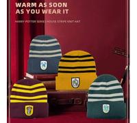 Shein Gorro de punto de Harry Potter, gorro de punto unisex con los escudos de Gryffindor y Slytherin de Hogwarts para cosplay, gorro de punto cálido para o
