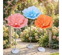 Shein Gran flor de amapola artificial de espuma, cabezas de flores artificiales para decoración de boda, escenario, guía de pasillos, decoración del hogar,