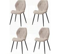 Shein GranA HOME Juego de 4 Sillas de Comedor Sillas de Comedor Tapizadas Sillas de Cocina Nórdicas Sillas olchadas con Patas de Metal Cojines de Tela de Ro