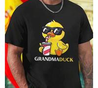 Shein GRANDMA DUCK Camiseta Hombre Moda Casual Algodón Transpirable Juvenil Urbana Primavera Verano Oferta Limitada Últimas Novedades Estilo Moderno Ropa J