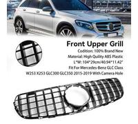 Shein Grilla de parrilla delantera para la parrilla para Mercedes Benz GLC X253 C253 2015-2019 Black Gloss