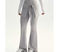 Shein ¡Gris claro suave! Pantalones con cruce y amarre en la cintura con vuelo | Logra fácilmente un estilo relajado al estilo coreano con mallas