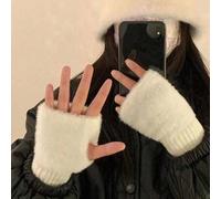 Shein Guantes de medio dedo de felpa de moda, guantes suaves y cálidos de punto para mujer en invierno, regalo de Navidad y Acción de Gracias